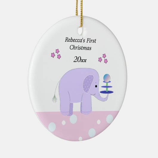 Elephant Baby's Eerste Kerstmis Keramisch Ornament (Rechts)
