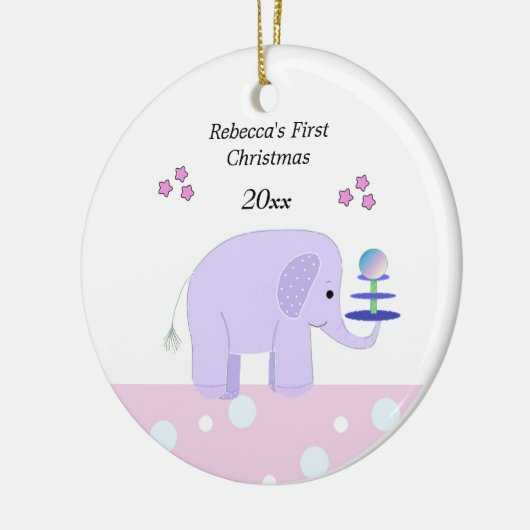 Elephant Baby's Eerste Kerstmis Keramisch Ornament (Links)