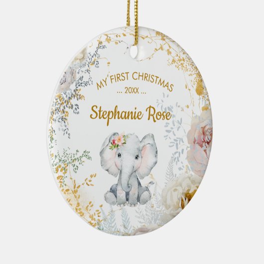 Elephant Baby's Eerste Kerstmis Keramisch Ornament (Rechts)