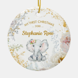 Elephant Baby's Eerste Kerstmis Keramisch Ornament