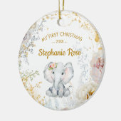 Elephant Baby's Eerste Kerstmis Keramisch Ornament (Links)