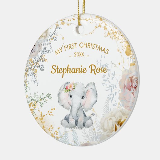 Elephant Baby's Eerste Kerstmis Keramisch Ornament (Links)