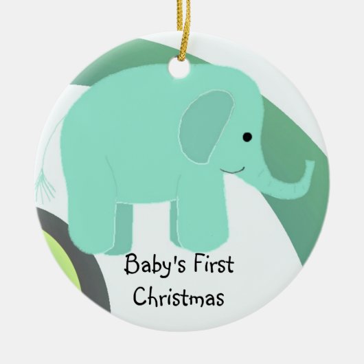 Elephant Baby's Frist Kerstmis Keramisch Ornament (Voorkant)