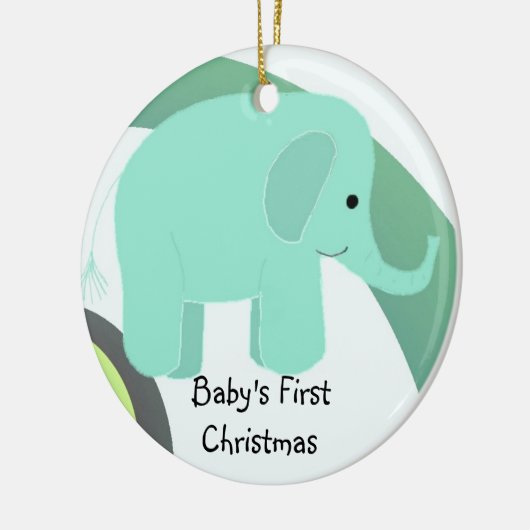 Elephant Baby's Frist Kerstmis Keramisch Ornament (Links)