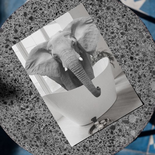 Elephant Badkuip Zwart Wit Badkamer Art Briefkaart