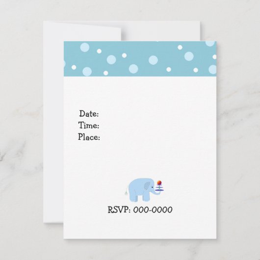 Elephant Balancing Act Baby shower Kaart (Achterkant)