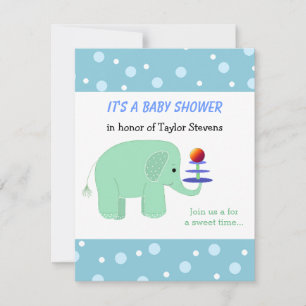 Elephant Balancing Act Baby shower Kaart