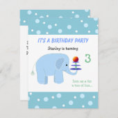 Elephant Balancing Act Birthday Invitation Kaart (Voorkant / Achterkant)