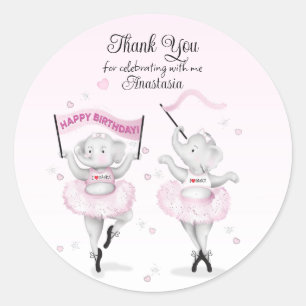 Elephant Ballerina Dance Birthday Ronde Sticker