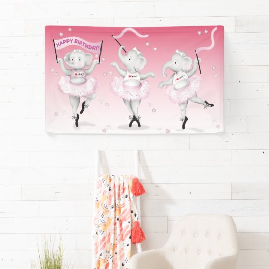 Elephant Ballerina Dance Birthday Spandoek (Insitu)