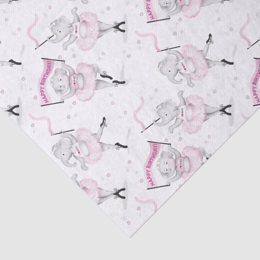 Elephant Ballerina Dance Birthday Tissuepapier (Detail)