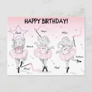 Elephant Ballerina Dance Overweging Briefkaart