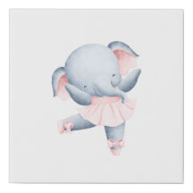 Elephant Ballerina Faux Canvas Print
