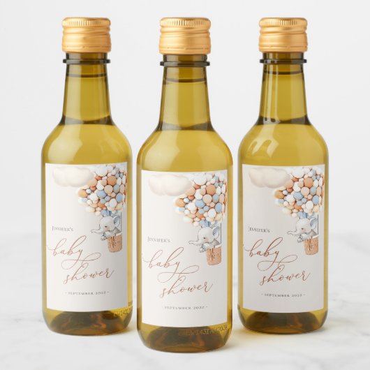 Elephant-ballon Baby shower Mini Wine Label Wijn Etiket (Flessen)