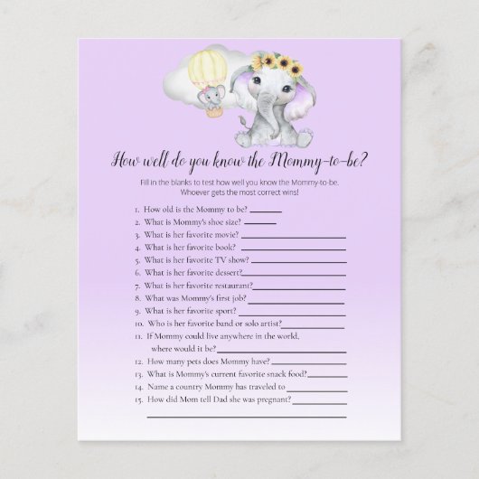 Elephant-ballon je kent mam2Be Paars Baby (Voorkant)