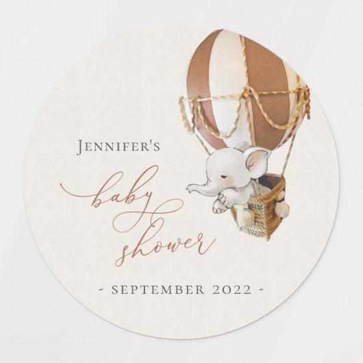 Elephant-ballonlabels voor Baby shower Labels (Design 1)