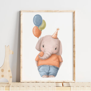 Elephant-ballonnen afdrukken Elephant Wall Print