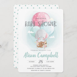 Elephant-ballonnen Genderneutraal Baby shower Kaart