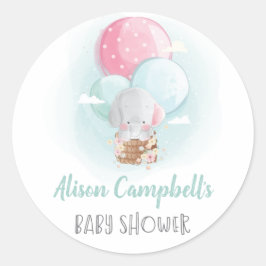 Elephant-ballonnen Genderneutraal Baby shower Ronde Sticker
