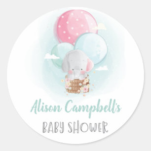 Elephant-ballonnen Genderneutraal Baby shower Ronde Sticker