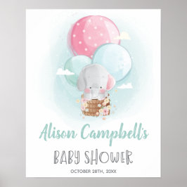 Elephant-ballonnen Geslacht Neutraal Baby shower-t Poster