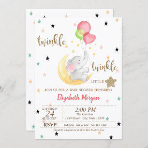 Elephant, ballonnen, Twinkle Little Star Baby show Kaart