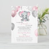 Elephant-ballonnen van Cute Girl rijden op Baby sh Kaart (Staand voorkant)