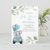 Elephant-ballons Baby shower met autobladeren Kaart (Staand voorkant)