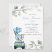 Elephant-ballons Baby shower met autobladeren Kaart (Voorkant)