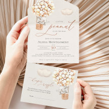 Elephant-ballonvaarding Baby shower in één uitnodi