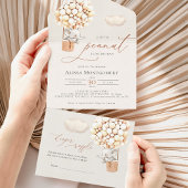 Elephant-ballonvaarding Baby shower in één uitnodi All In One Uitnodiging