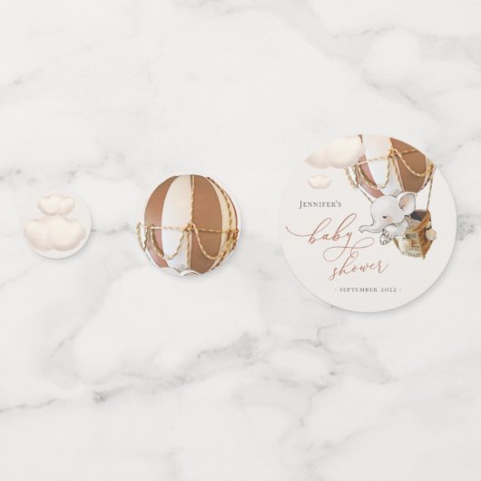 Elephant Balloon Baby shower Confetti (Voorkanten)