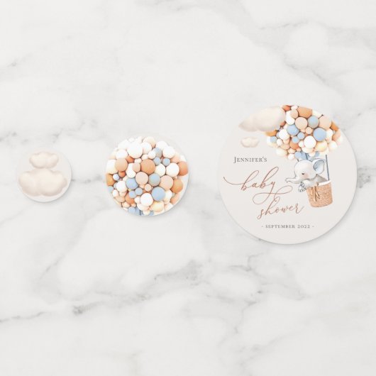Elephant Balloon Baby shower Confetti (Voorkanten)