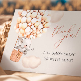 Elephant Balloon Baby shower Dank u Bedankkaart