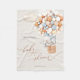 Elephant Balloon Baby shower Fleece Blanket Deken