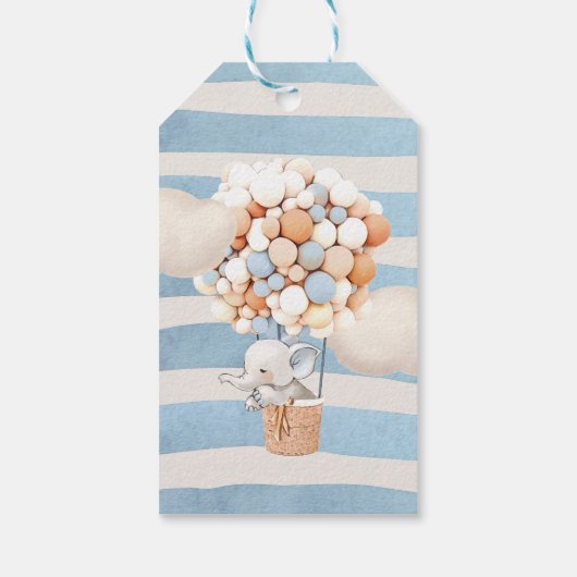 Elephant Balloon Baby shower Gift Labels Cadeaulabel (Achterkant)