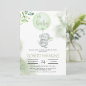 Elephant Balloon Baby shower Kaart (Staand voorkant)