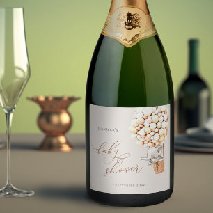 Elephant Balloon Baby shower Mousserende Wijn Labe Sparkling Wijnetiket