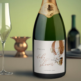 Elephant Balloon Baby shower Mousserende Wijn Labe Sparkling Wijnetiket