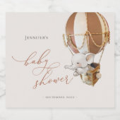 Elephant Balloon Baby shower Mousserende Wijn Labe Sparkling Wijnetiket (Enkel label)