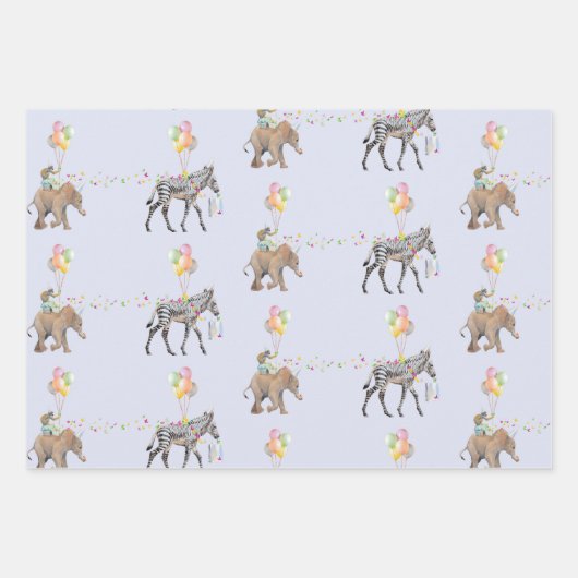 Elephant balloon Party Cadeaupapier Vellen Set (Voorkant 3)