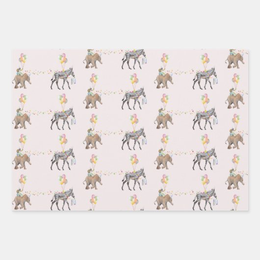 Elephant balloon Party Cadeaupapier Vellen Set (Voorkant 2)