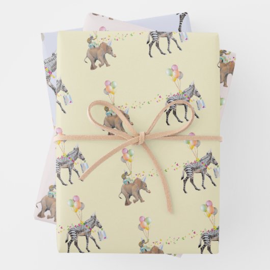 Elephant balloon Party Cadeaupapier Vellen Set (In situ)