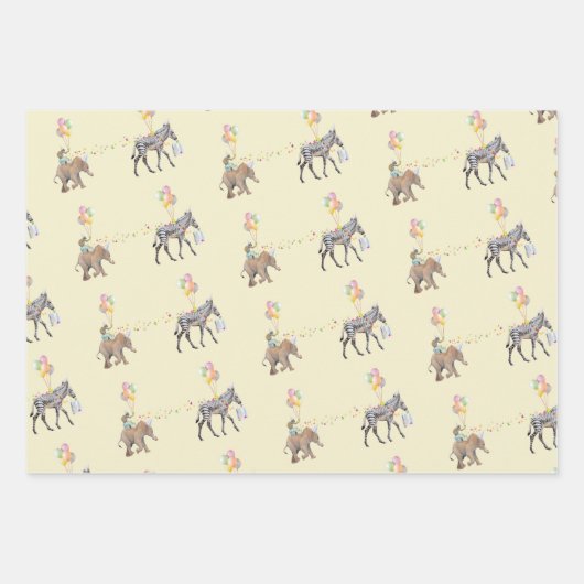 Elephant balloon Party Cadeaupapier Vellen Set (Voorkant)