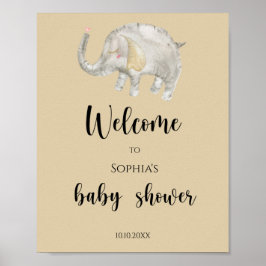 Elephant Balloon Welkomstbaby shower Poster