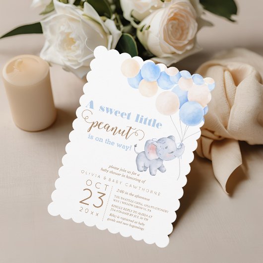 Elephant Balloons Baby Boy Shower Kaart