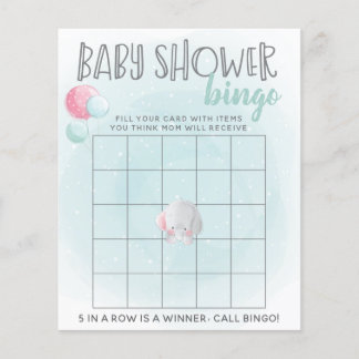 Elephant Balloons Baby shower Bingo Game