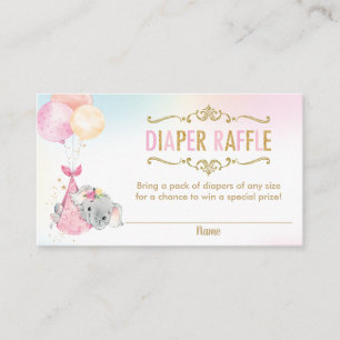 Elephant Balloons Baby shower Diaper Raffle Ticket Informatiekaartje