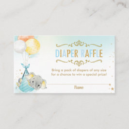 Elephant Balloons Baby shower Diaper Raffle Ticket Informatiekaartje