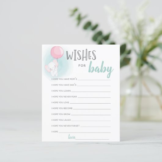 Elephant Balloons Baby shower Wishes for Baby Card (Staand voorkant)
